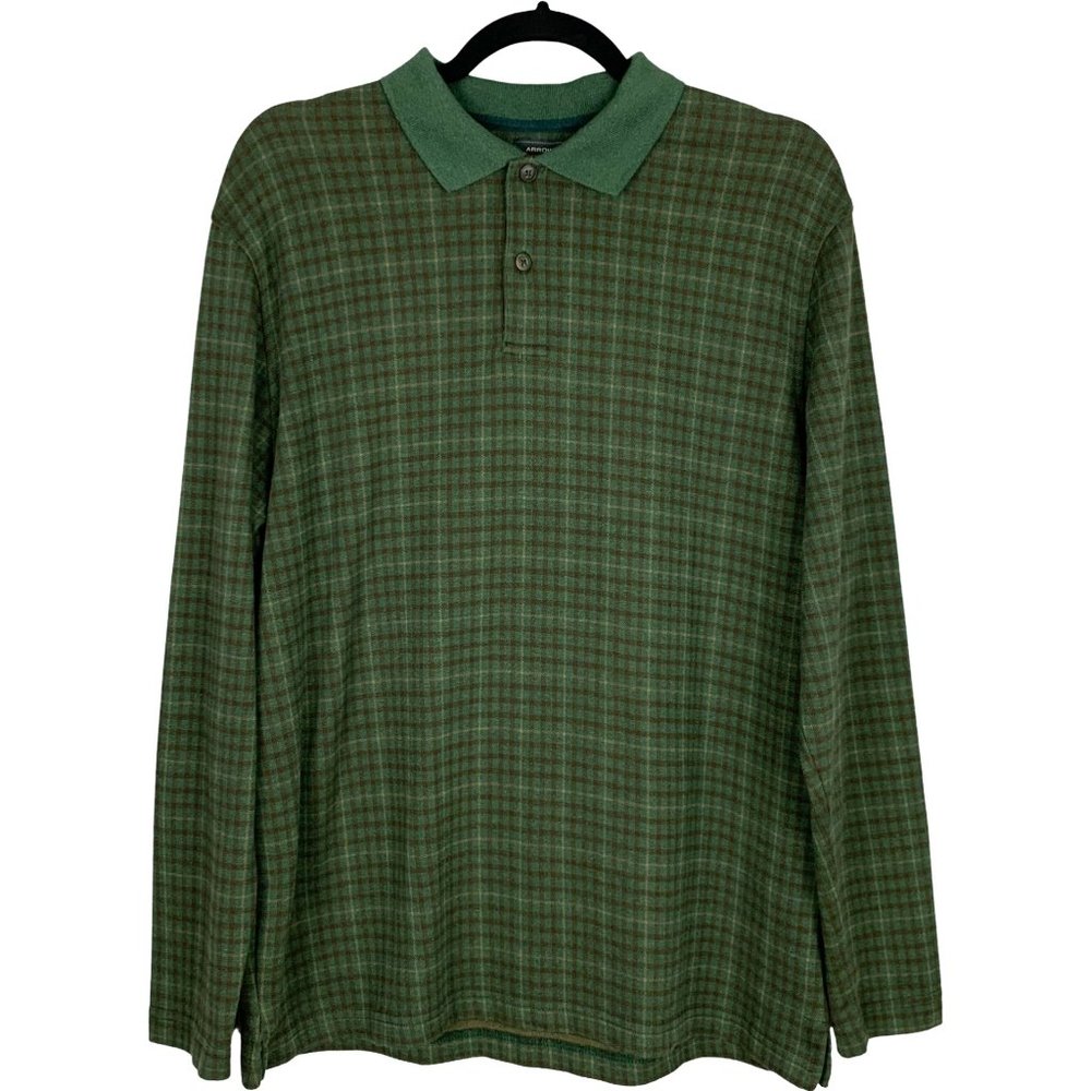 2/$25 - ARROW 1851 Plaid Long Sleeve Polo Shirt